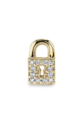 Pavé Diamond Lock Single Stud Earring
